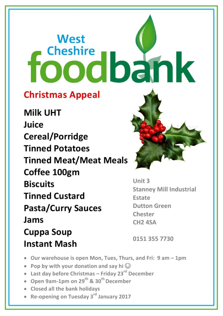 What We Need This Christmas West Cheshire Foodbank